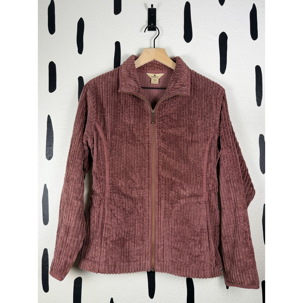 Woolrich Women's Medium Mauve Pink Corduroy Texture Fleece Full Zip Jacket